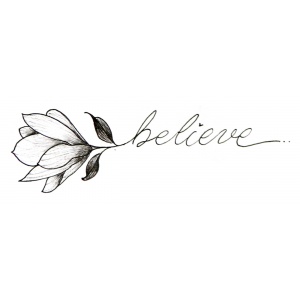 flor com caule em formato da escrita believe