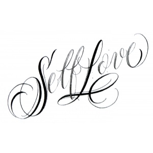 palavra self love em letra cursiva
